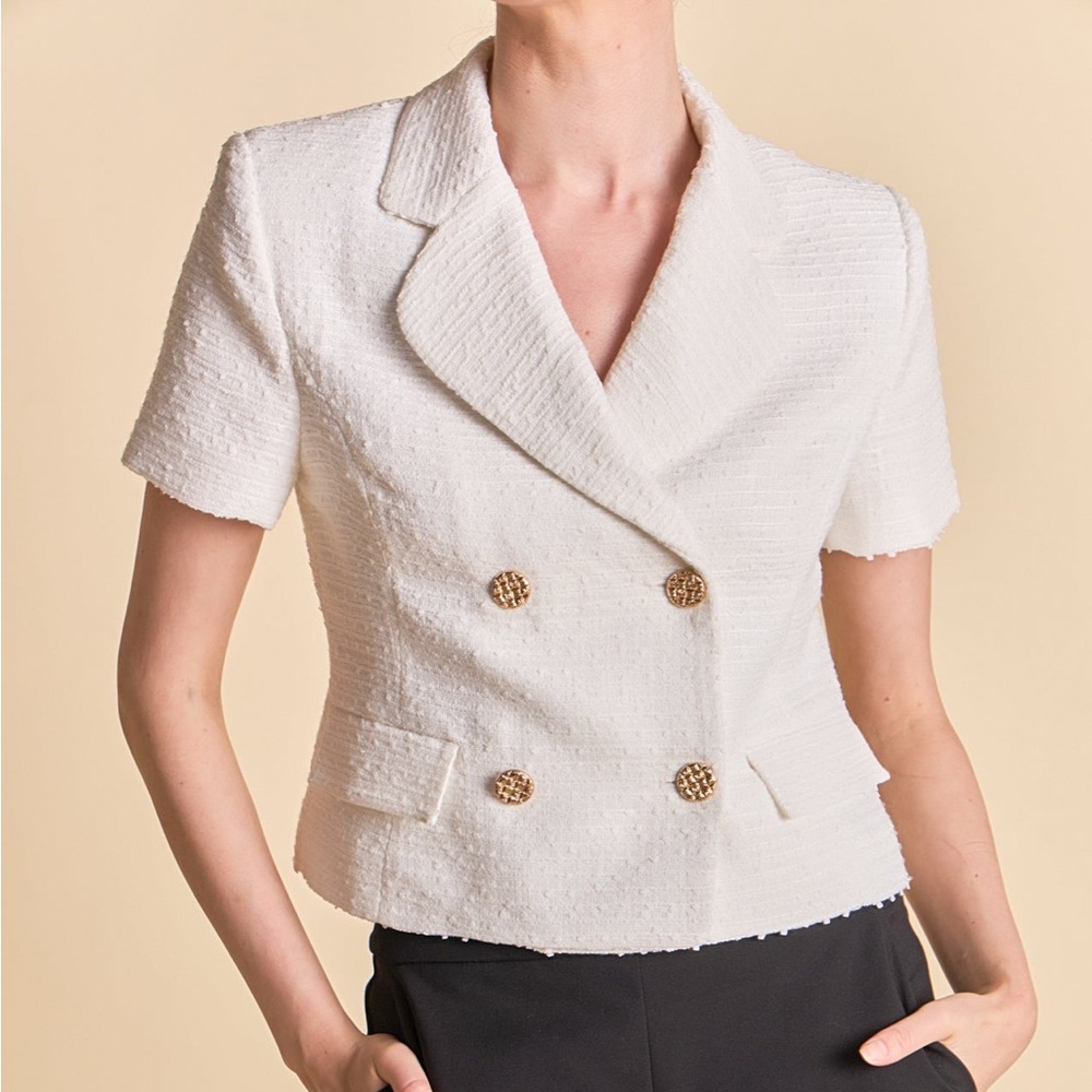 Endless Rose TWEED DOUBLE BREAST SHORT SLEEVE BLAZER